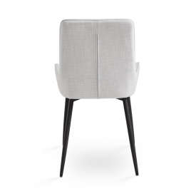 Emily Black Dining Chair: Light Grey Linen